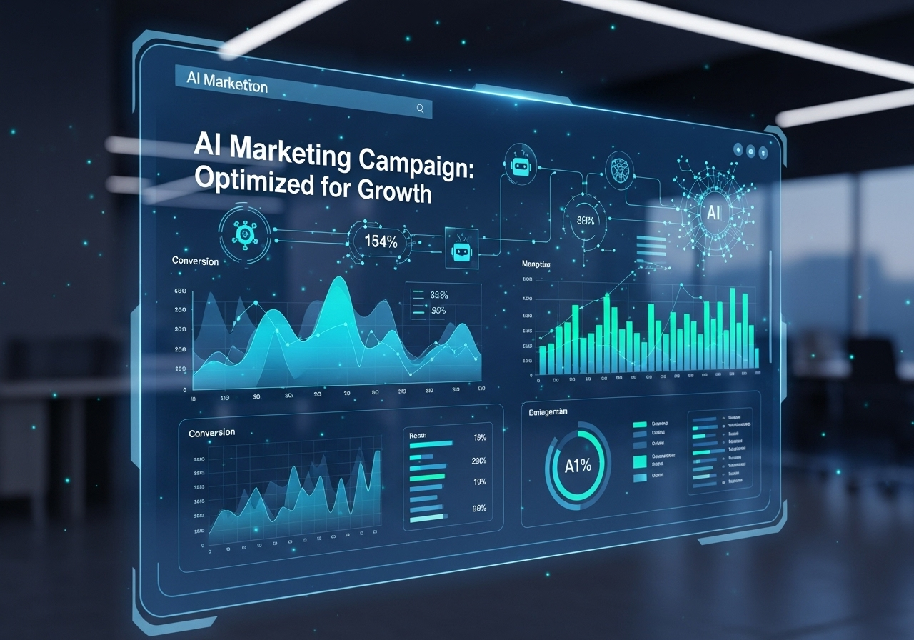 AI generating marketing campaign with data visualization.